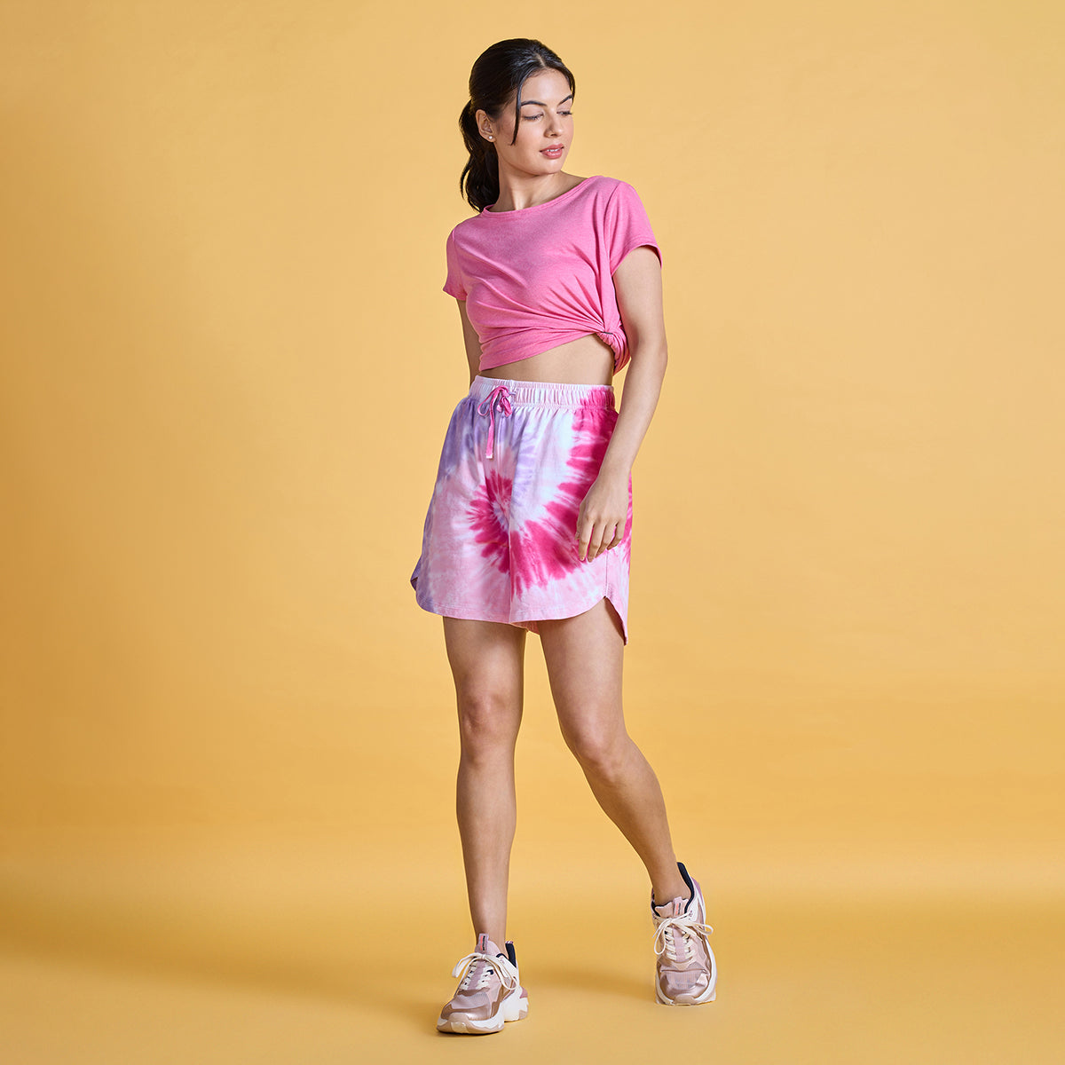 Nykd All Day Printed Terry Shorts - NYAT287 -Pink tie dye
