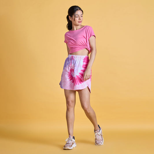 Nykd All Day Printed Terry Shorts - NYAT287 -Pink tie dye