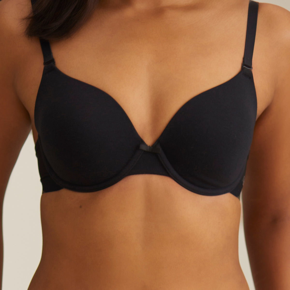 Breathe Cotton Padded wired T-shirt bra 3/4th coverage - Black NYB001