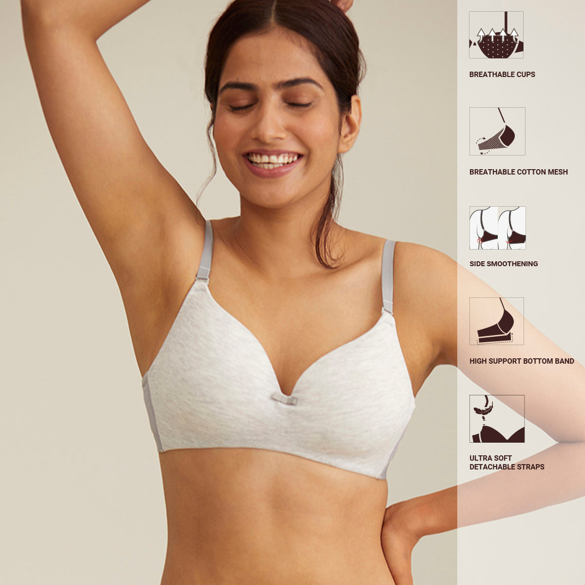 Women T-Shirts Built-in Bra Padded Stretchable Modal Tops Tshirts