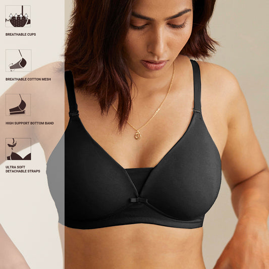 Buy NYKD by Nykaa Women's Full Support M-Frame Heavy Bust Everyday Cotton  Bra, Non-Padded, Wireless, Full Coverage