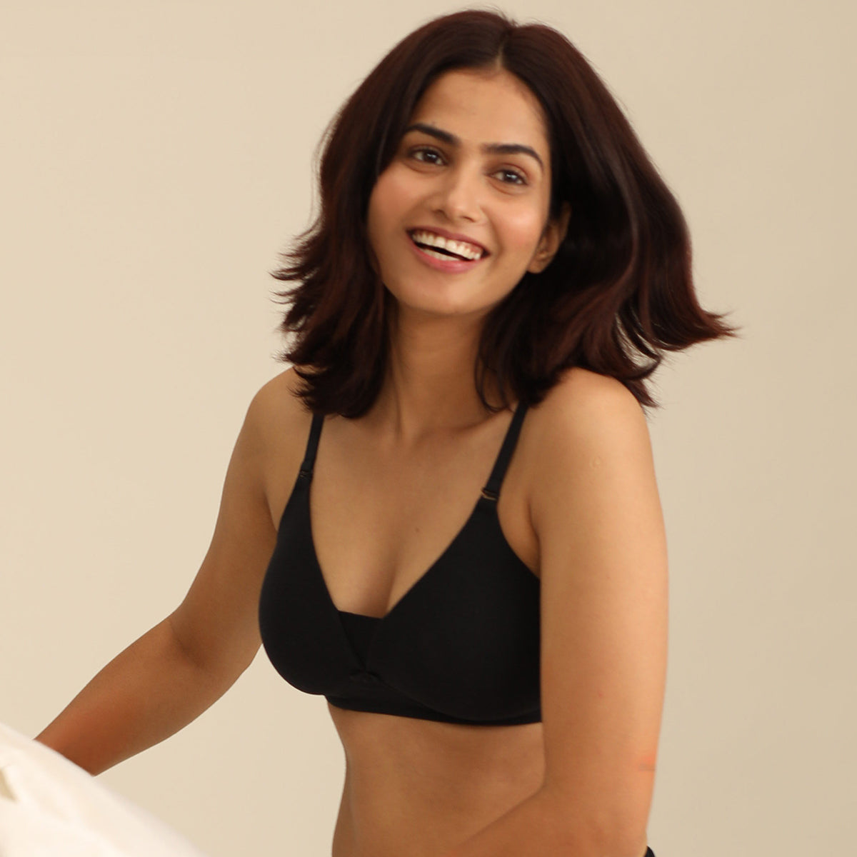 Buy Breathe Cotton Padded wireless Triangle T-shirt bra 3/4th coverage -  Navy NYB003 online