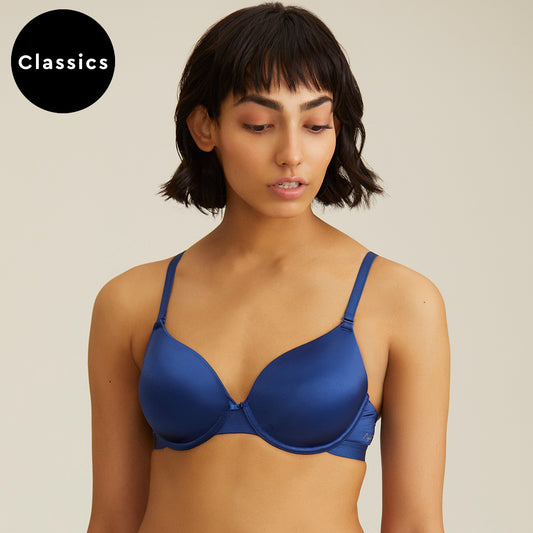 Breathe Shine Padded wired T-shirt Bra 3/4th coverage - Indigo NYB008