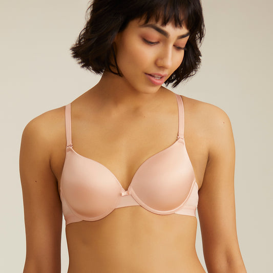 Push-Up Plunge Bra 36C, Maroon/Barely There