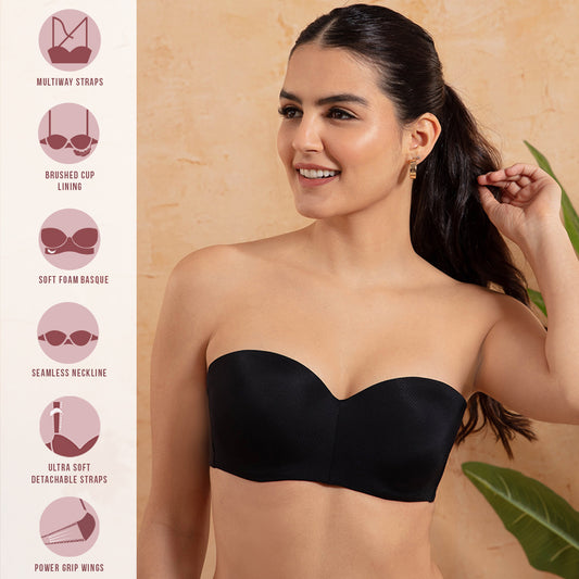 Buy Strapless Tube Bra With Detachable Straps in Nude Colour