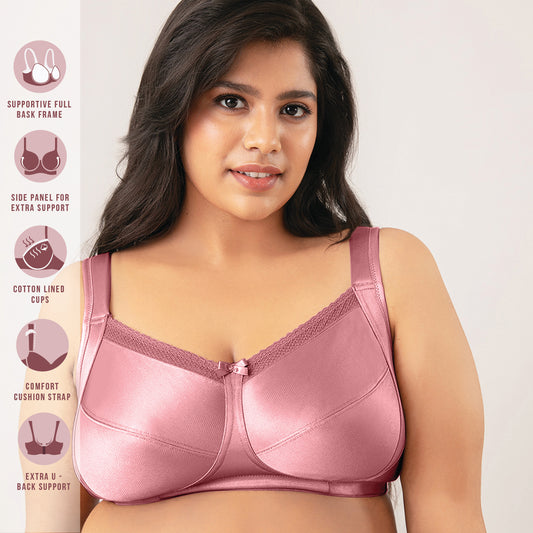 Buy NYKDby Nykaa Women's Full Support M-Frame Heavy Bust Everyday Cotton Bra, Non-Padded, Wireless, Full Coverage