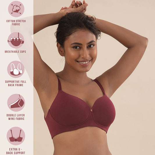 X-Frame Cotton Support Bra-Sand NYB191 – Nykd by Nykaa
