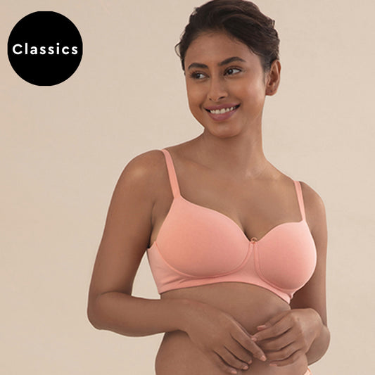 Buy NYKD Wireless Everyday Cotton Bra for Women Daily Use - Wire-Free  Shaping Bra, Padded, 3/4th Coverage - Bra, NYB094, Carrot, 38C, 1N at