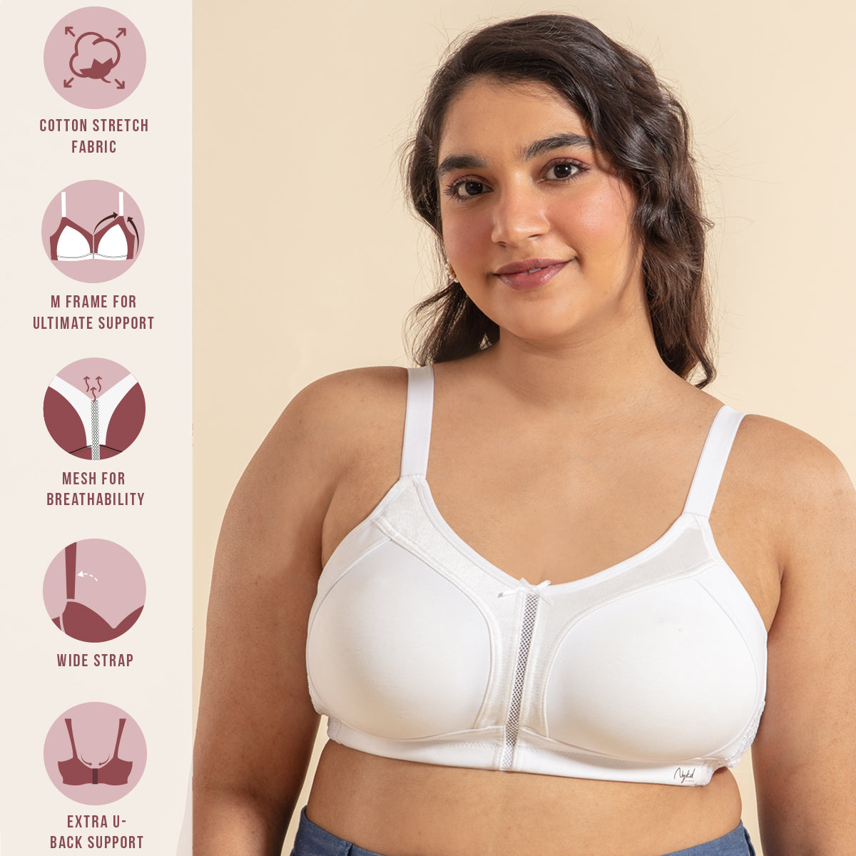 Buy Nykd Support M-Frame Cotton Bra-Non Padded, Wireless (Support