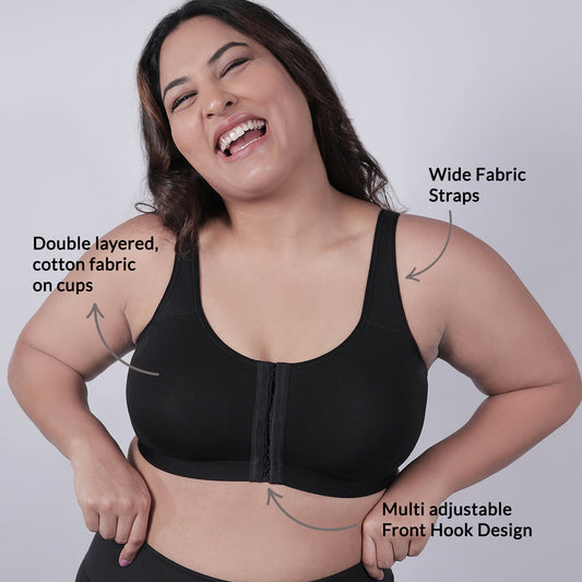 Front Open Total Support Bra - Black NYB103