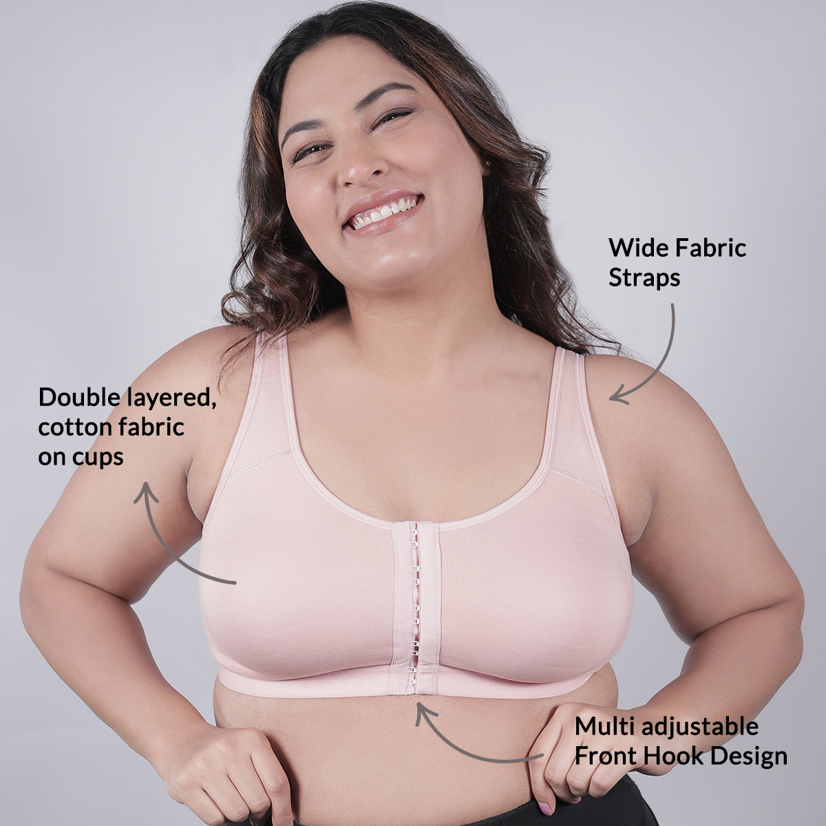 Front Open Total Support Bra - Nude NYB103