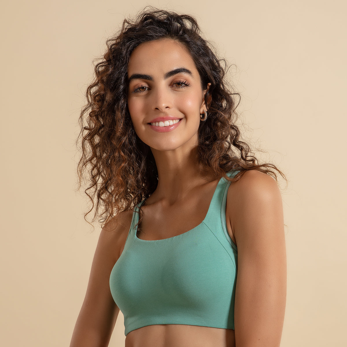 Trendy square neck slip-on bra with Full coverage - NYB158 Wasabi