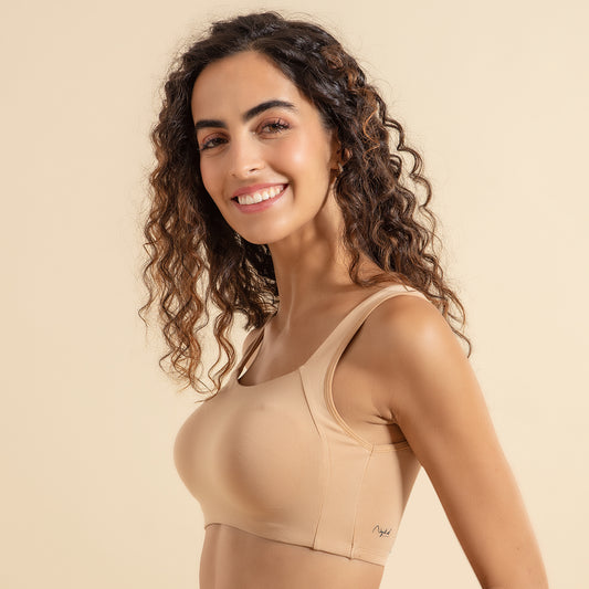 Trendy square neck slip-on bra with Full coverage - NYB158 Cuban sand
