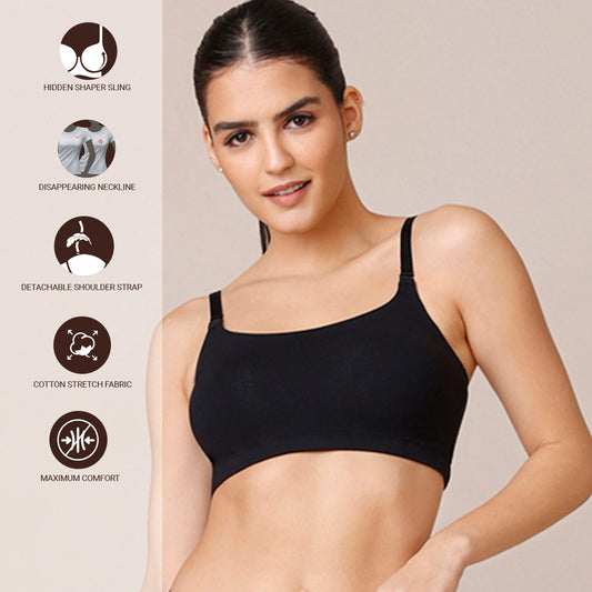 Buy NYKD Soft Cup Easy Peasy Slip On Everyday Bra for Women, Wireless, Full  Coverage, Support Shaper, Non Padded Sports Bra Bra, NYB113, Beige, XS, 1N  at