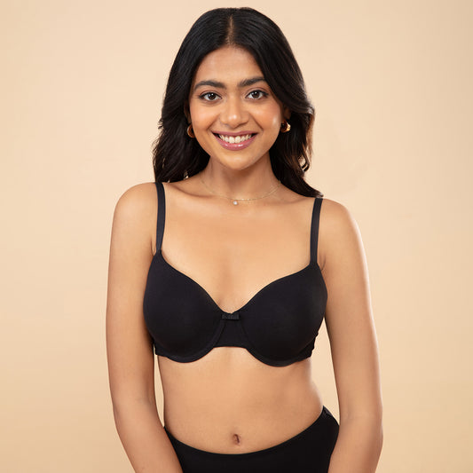 Breathe Lace Padded Wired T-Shirt Bra-NYB166 Anthracite