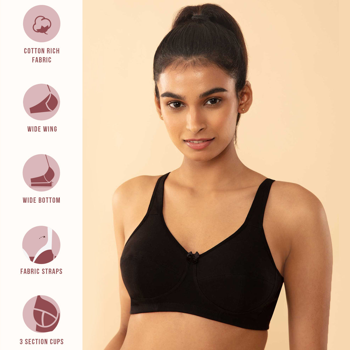 3 Section Super Support Bra-Black NYB188