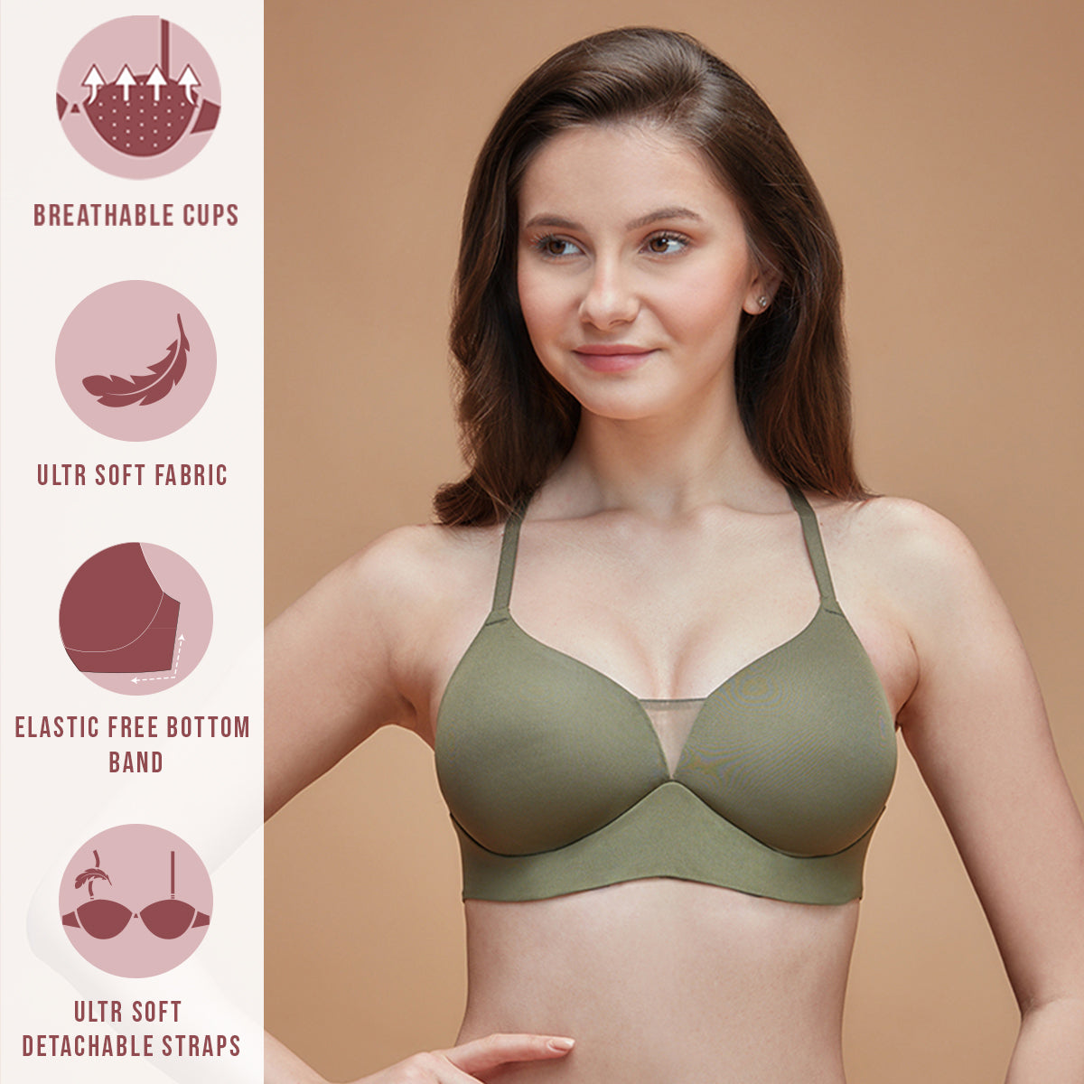 Nykd  by Nykaa Barely There Bra - NYB225 - Olive