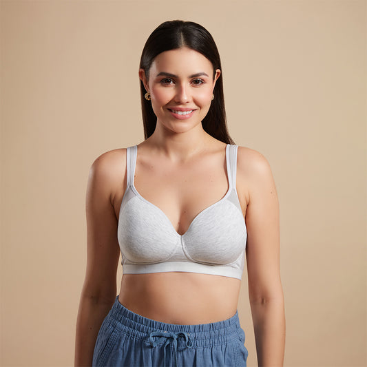 Buy NYKD Breathe Cotton Lift Everday Bra for Women Casual Wirefree Padded  Medium Coverage Bra, NYB227, D Blue, 32B, 1N at