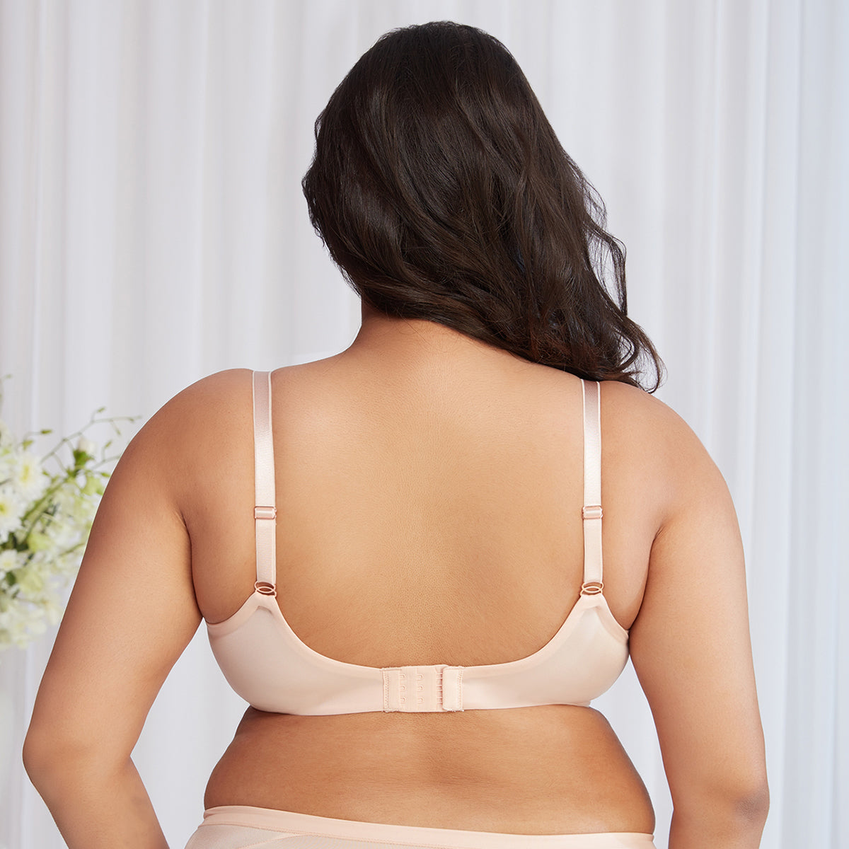 Floral Mesh Wirefree Non-padded Bra-Peach NYB230
