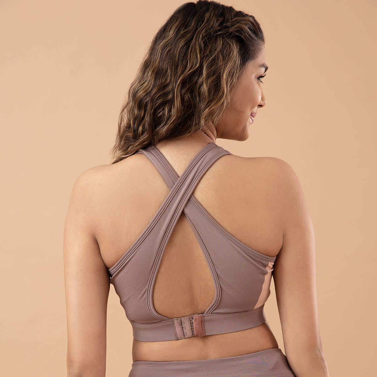 Nykd All day Shape Up Sports Bra With Removeable Cookies-NYK008 - Deep Taupe