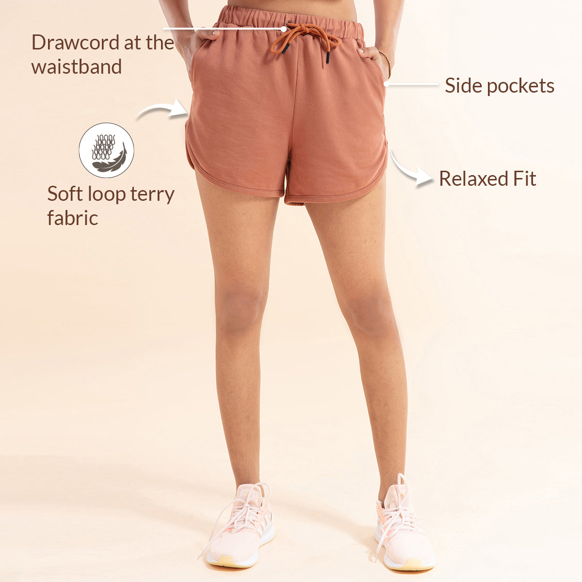 Chill- Pill Cotton Terry Shorts , Nykd All Day-NYK 039 Pecan Brown