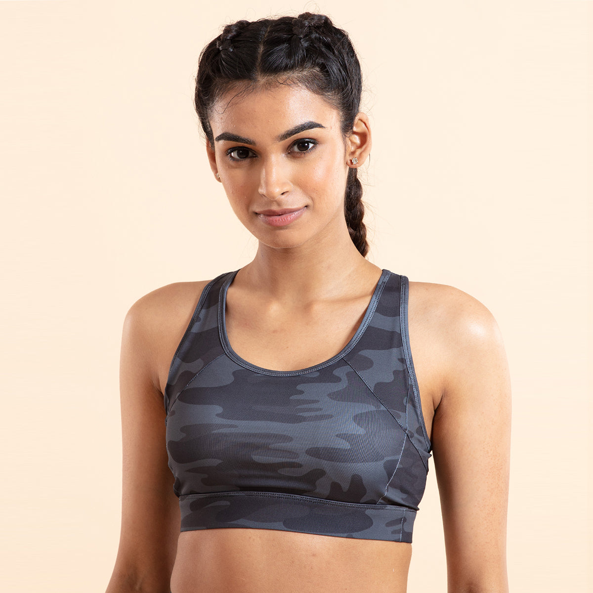 Nykd All Day On-Trend Sports Bra With Keyhole Back- NYK082 Camo