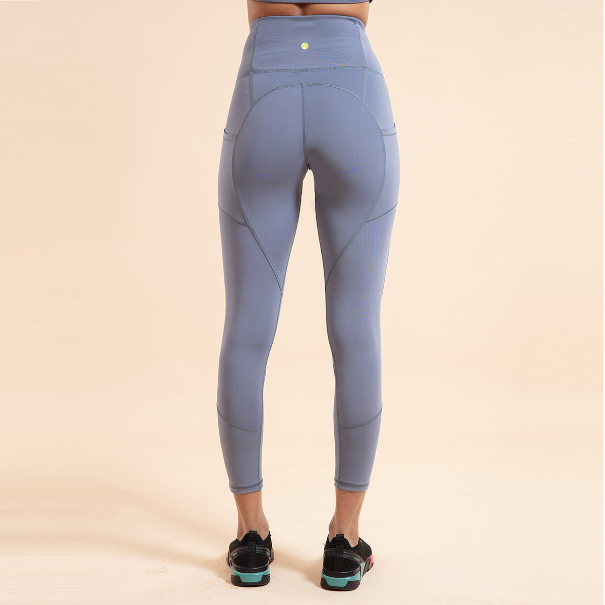 Nykd All Day High rise Classic Pannelled Leggings-NYK100 China Blue + Lime