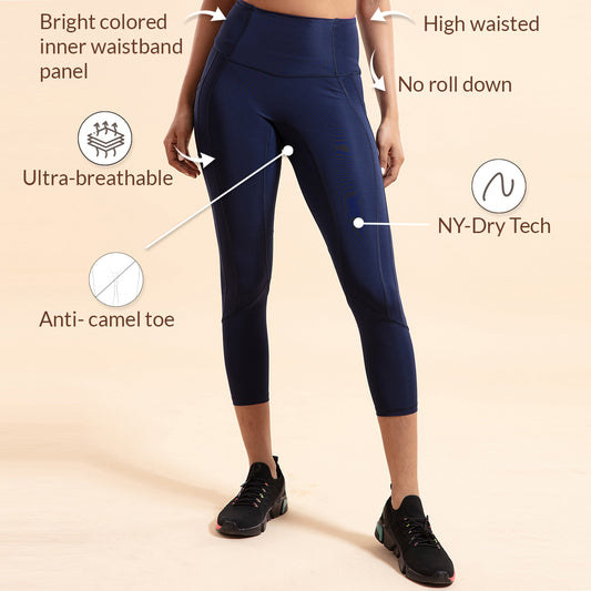 Nykd All Day High rise Classic Pannelled Leggings-NYK100 Peacoat Navy + Pink yarrow