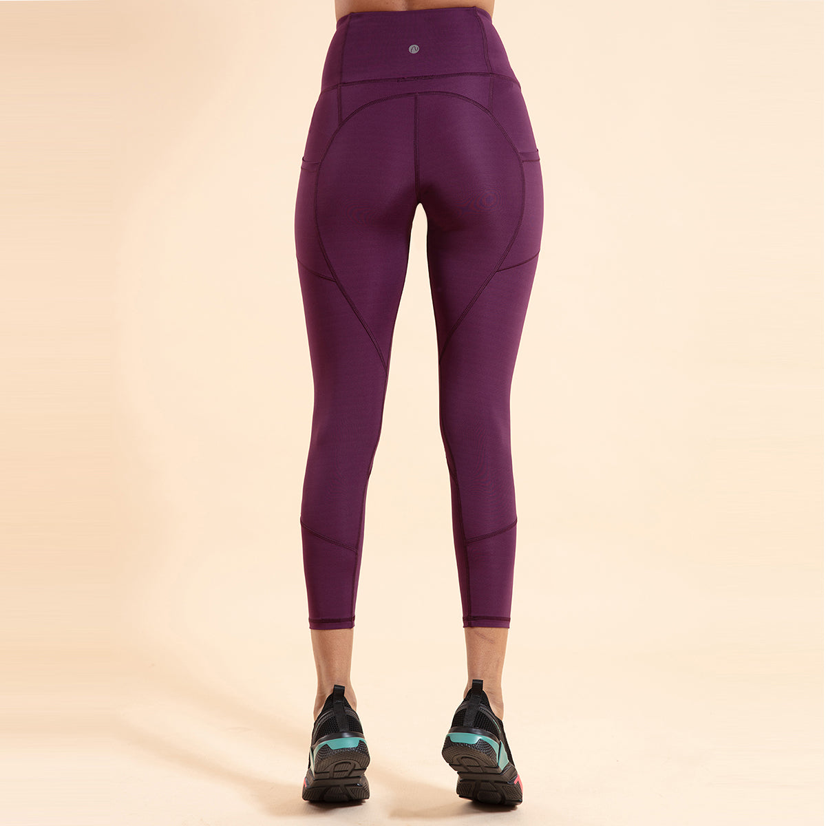 Nykd All Day High rise Classic Pannelled Leggings-NYK100 Potent purple + Pink yarrow