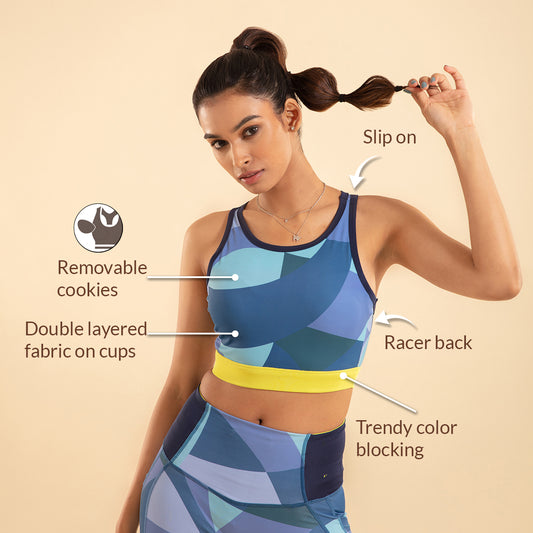 Buy NYKD Stylish Medium-Impact Everday Sports Bra for Women, Soft Fabric,  Removable Cookies, Racer Back - Sports Bra, NYK082, Neo Camo, S, 1N at