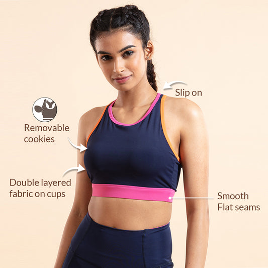 NYKD Everyday Stylish Sports/Workout Bra for Women with Medium Support  Removable Padding Wireless/Wirefree - NYK119