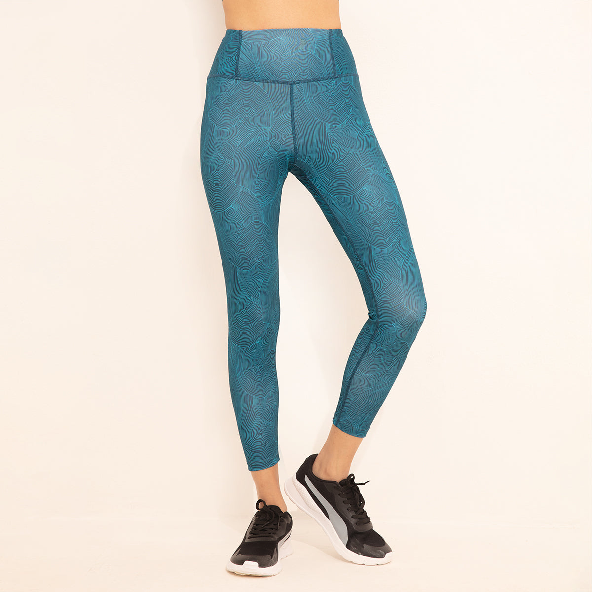 High Rise Trendsetter Printed Legging-NYK121 Swirl Deep Teal