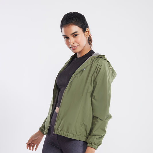 Light Weight Hooded Jacket with Contrast Lining - NYK308 Olive