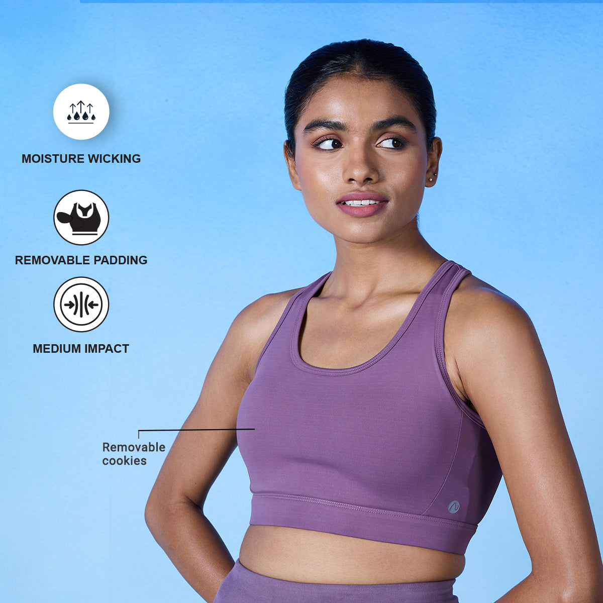 Sports Bra with Criss-cross straps and Back Closure - NYK310- Arctic D –  Nykd by Nykaa