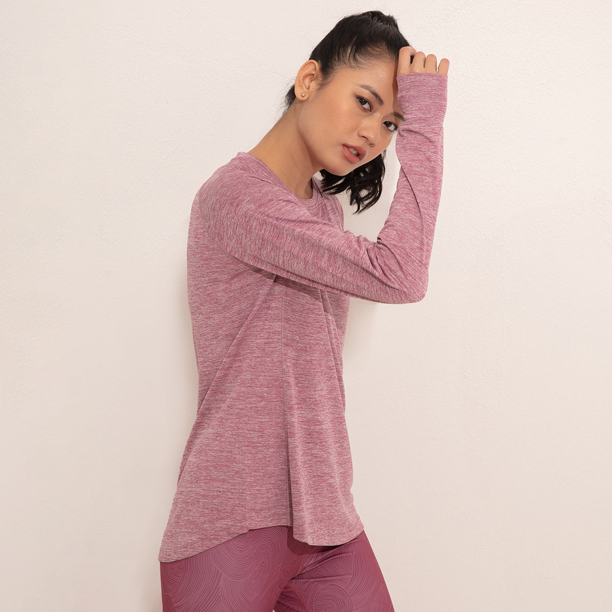 Long Sleeved Athletic Top-NYK311 Wistful Mauve