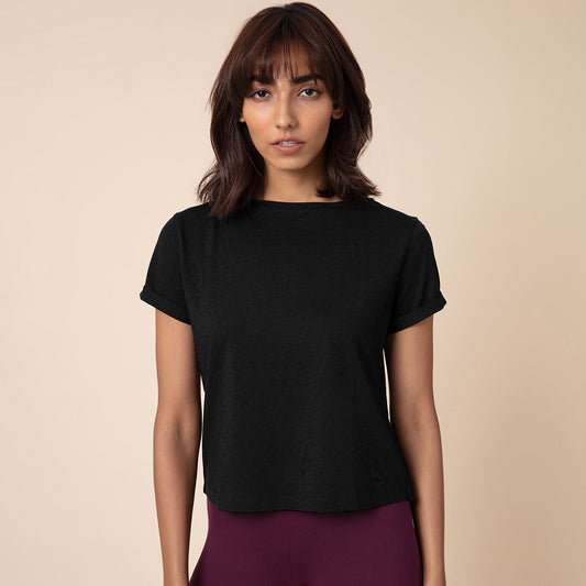 Nykd All Day Essential Cotton Modal Tee in Relaxed fit-NYLE048 Black