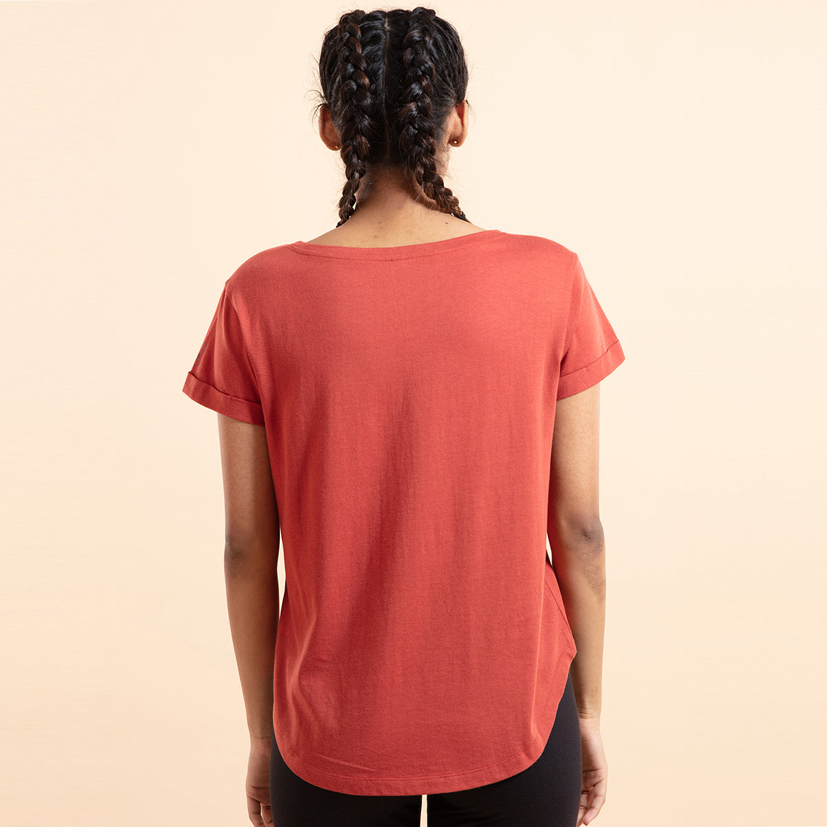Nykd All Day Essential Cotton Modal Tee in Relaxed fit-NYLE048 Hot Sauce