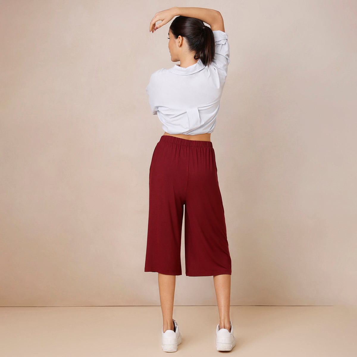 Nykd All Day Sooo Comfy Super Soft Modal Lounge Culottes-NYLE059 Windsor wine
