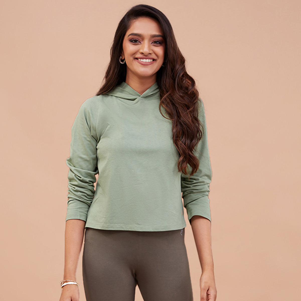 Nykd All Day Feel at home Cropped Hoodie-NYLE151 Jade green
