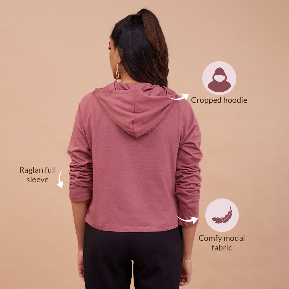 Nykd All Day Feel at home Cropped Hoodie-NYLE151 Roan rogue