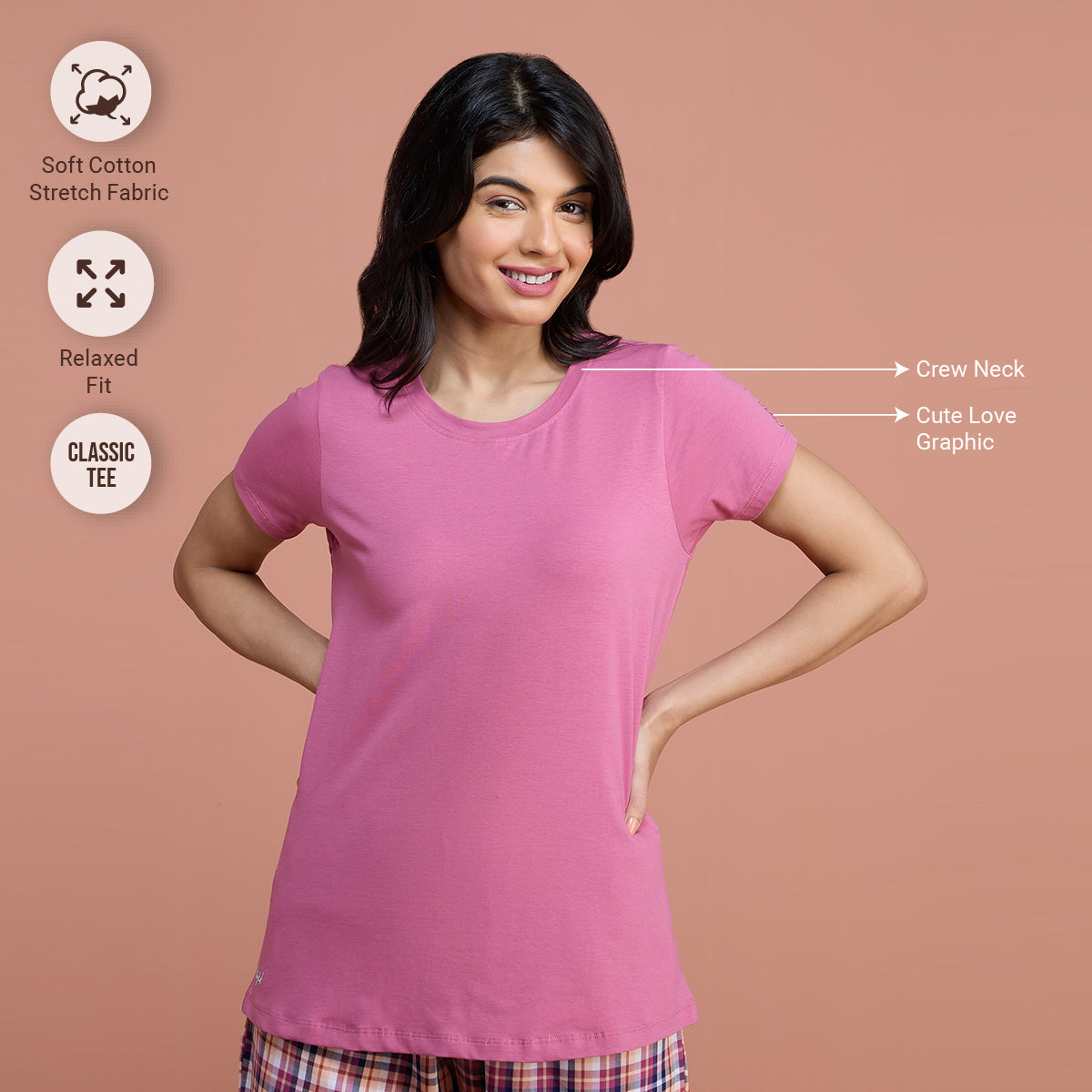 Essential Cotton Tee - NYLE216 - Red Violet
