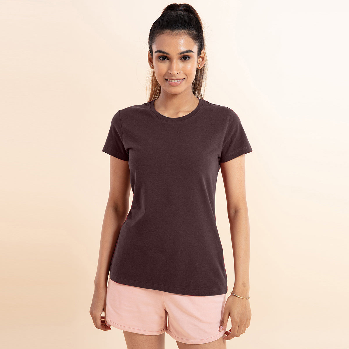 Essential Stretch Cotton Tee In Relaxed Fit , Nykd All Day-NYLE216 - Decadent Chocolate