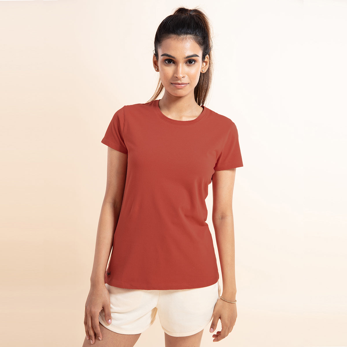 Essential Stretch Cotton Tee In Relaxed Fit , Nykd All Day-NYLE216 - Hot Sauce