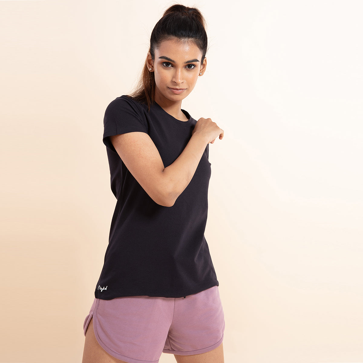 Essential Stretch Cotton Tee In Relaxed Fit , Nykd All Day-NYLE216 - Jet Black