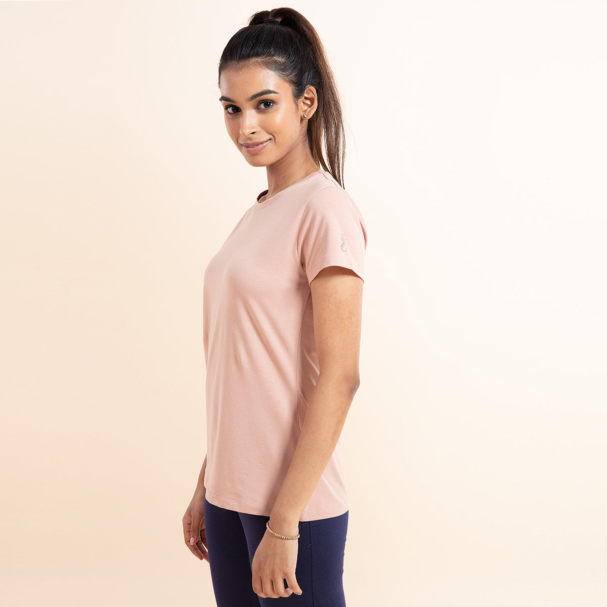 Essential Stretch Cotton Tee In Relaxed Fit , Nykd All Day-NYLE216 - Mellow rose
