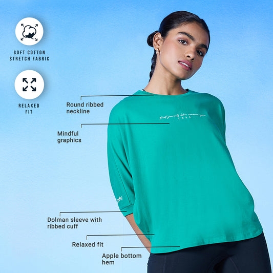 Nykd All Day Cotton Dolman Tee - NYLE278 - Pepper green