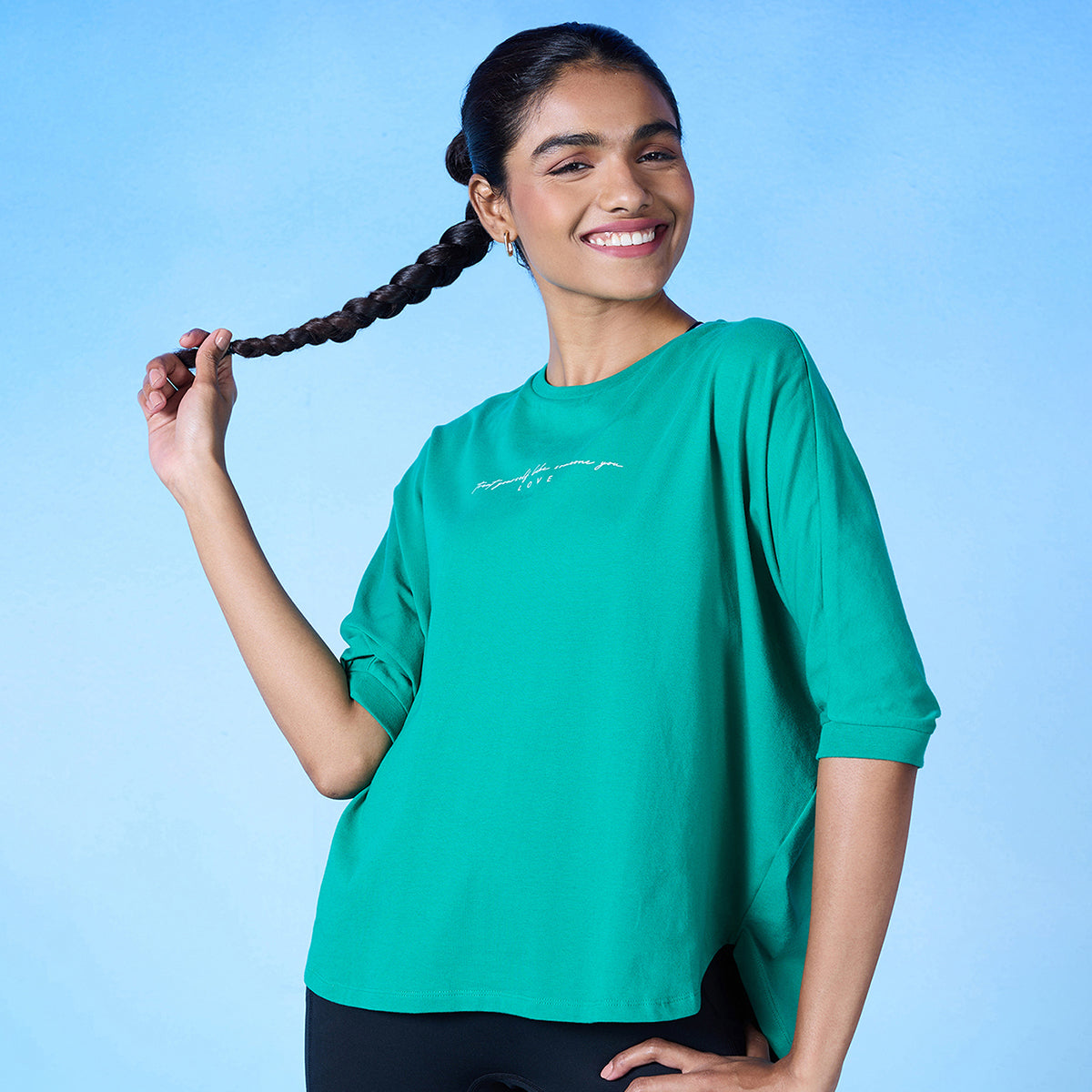 Nykd All Day Cotton Dolman Tee - NYLE278 - Pepper green