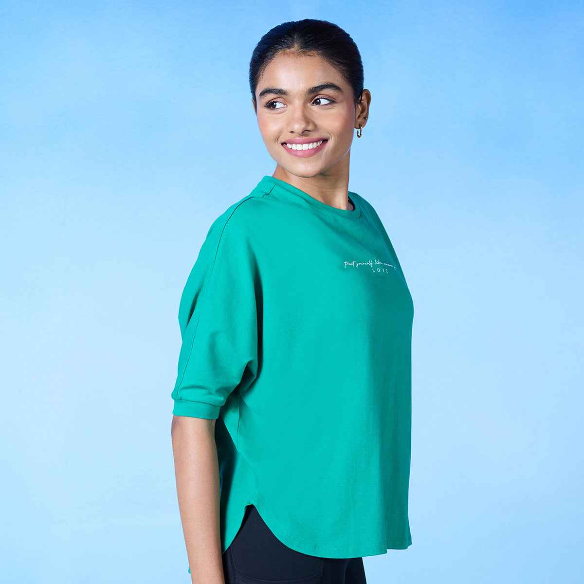 Nykd All Day Cotton Dolman Tee - NYLE278 - Pepper green