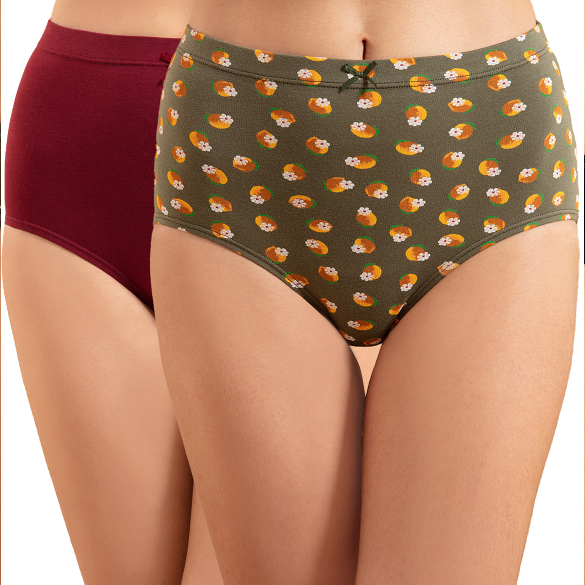 NYKD X Masaba Pack Of 2 Cotton Full Brief with Anti odor-NYP015-Lemon Aop, Cabernet