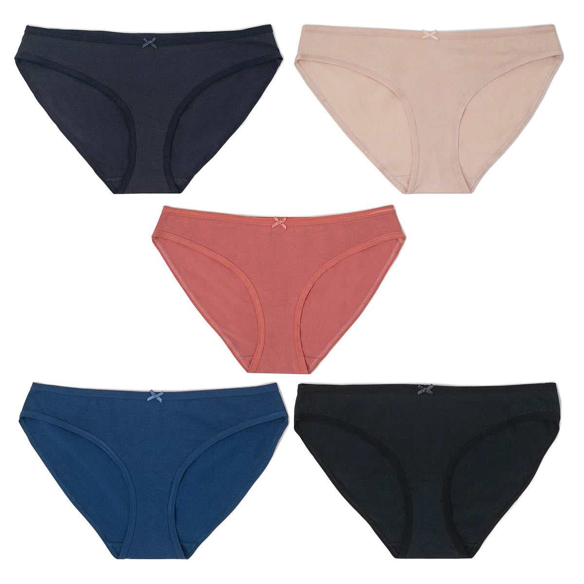Pack Of 5 Low rise Bikini Cotton Stretch Full Rear Coverage Panty -NYP039-Multi colour